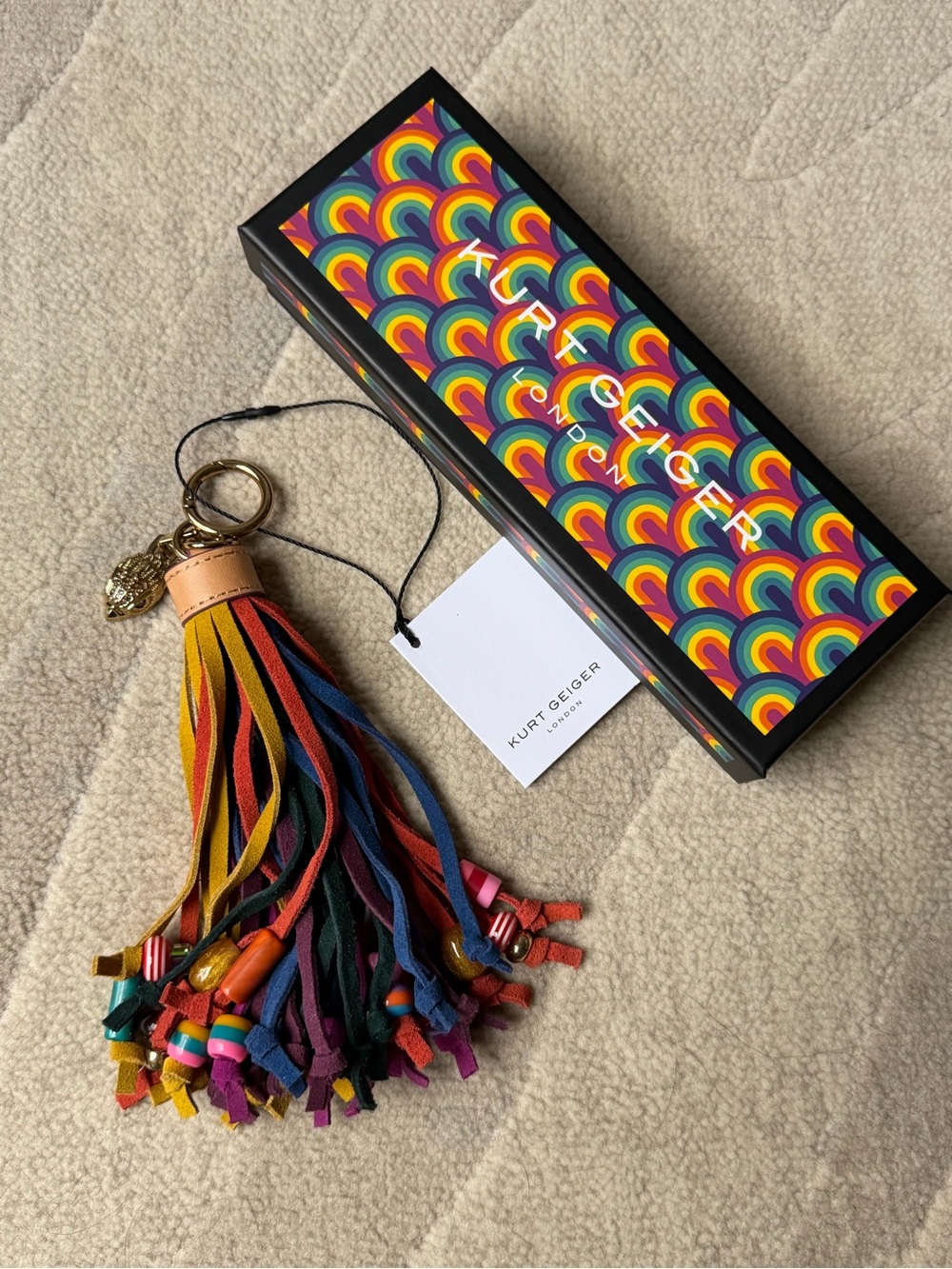 Kurt Geiger Rainbow Leather Tassel Key & Bag Charm
